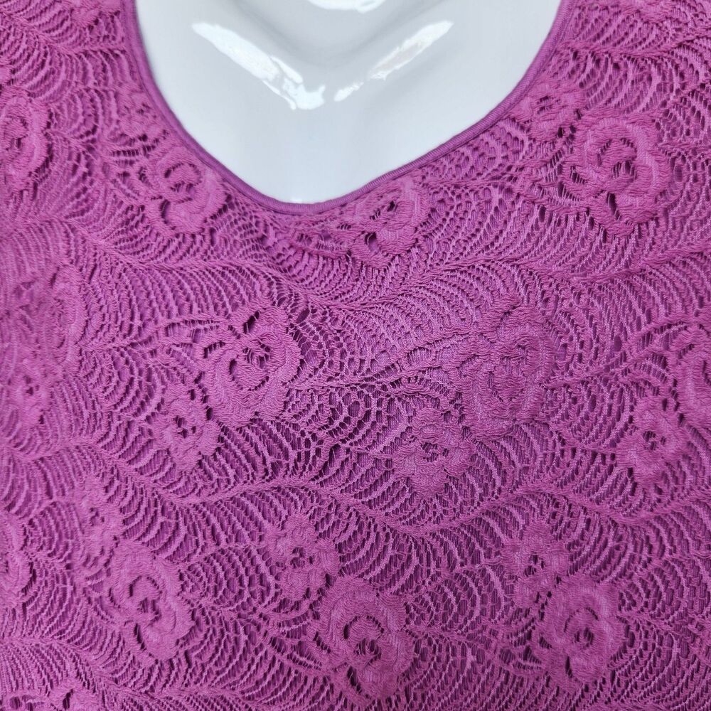 Leo & Nicole Magenta Rose Lace Blouse XXL Whimsigoth Cotton Blend Romantic Goth - Picture 3 of 8
